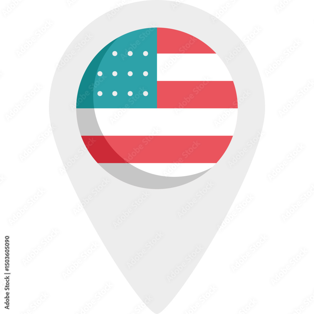 Obraz premium Flat Vector Design of USA Flag Pin