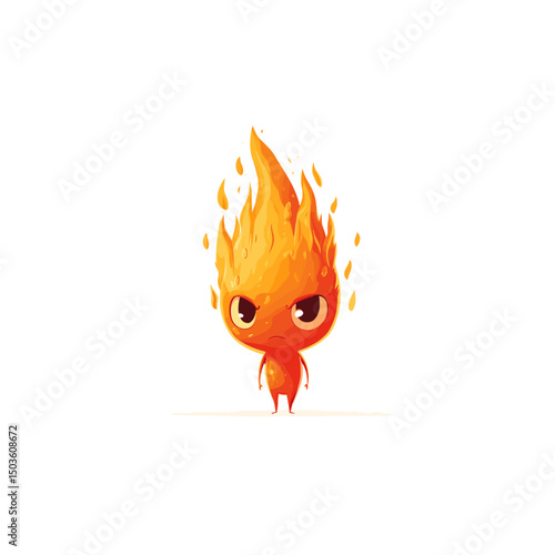 Cute fire character flat vector design