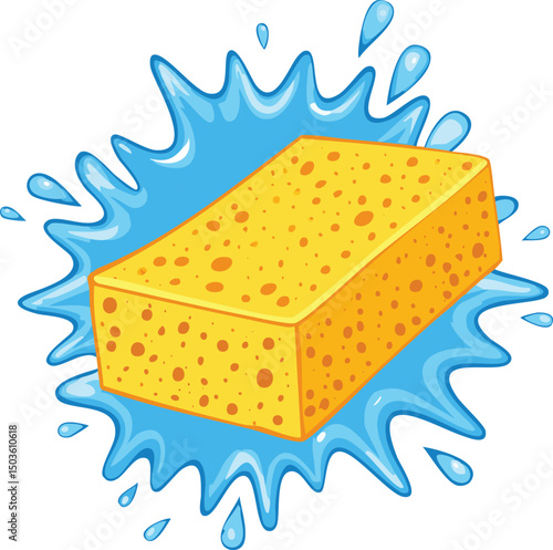 sponge with splash water vector
