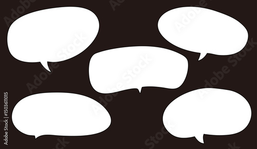 シンプルな吹き出しのイラストセット(モノクロ)