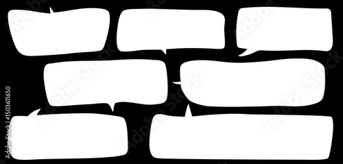 手書き風の吹き出しイラストセット(モノクロ)