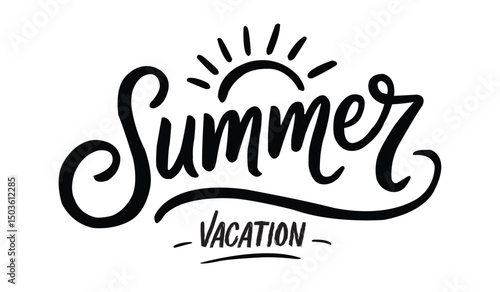 Brush lettering composition of Summer Vacation Vector illustration. Hand lettering Summer text vector. greeting card, banner, badge, invitation, print, tee, shirt. Typography text lettering Summer 