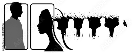 Silhouettes of a man and wo...