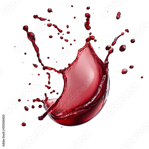 Deep red wine liquid splash (cut out)