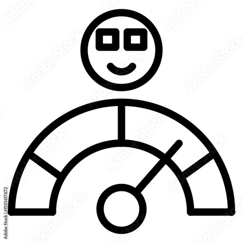 Happy face in performance arc icon