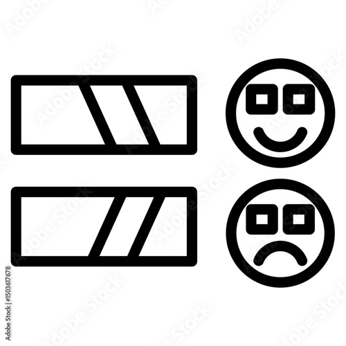 Horizontal rating bar with happy and sad emoji icon