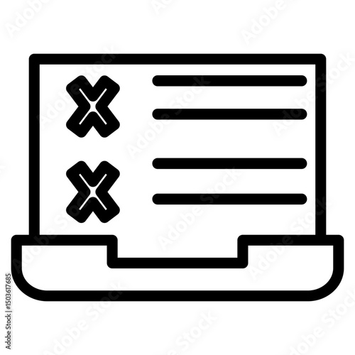 Computer screen with rejected marks icon