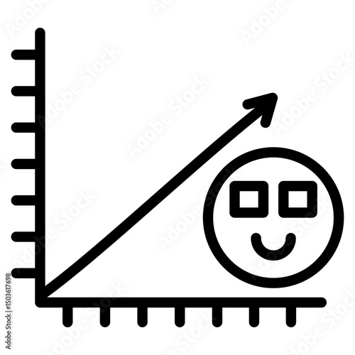 Rising performance graph with happy face icon