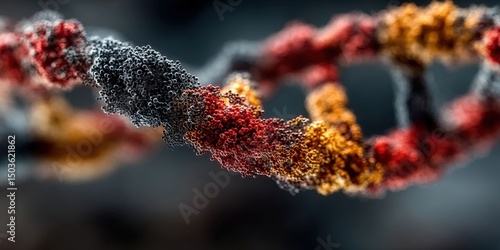 Detailed Illustration of DNA Molecule Showing Double Helix Structure