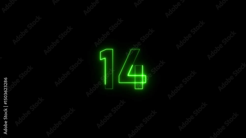 Glowing Neon number 14's icon animation. Countdown Neon number 14 icon concept 4k video. Glowing Neon number 14's icon animation. Countdown Neon number 14 icon concept 4k video.