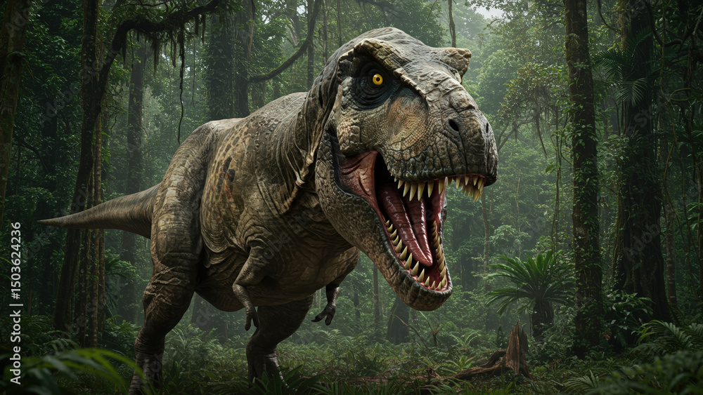 Fototapeta premium Close Up of Roaring Tyrannosaurus Rex