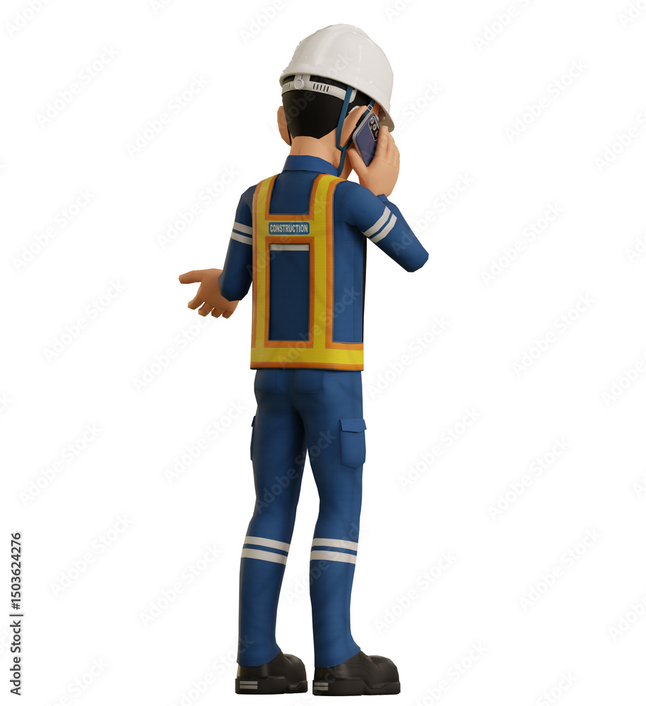 Isolate industrial worker is on the phone on transparent background Isolate industrial worker is on the phone on transparent background
