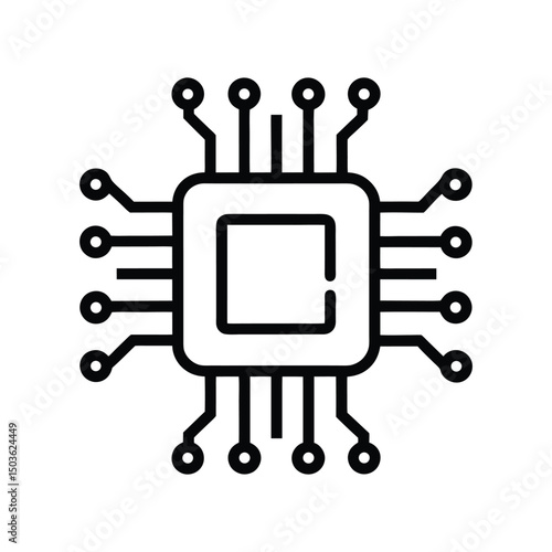 a black outline vector illustration of chip circuit board.eps