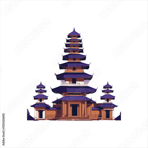 Traditional Asian Temple Vector Illustration,
Ancient Pagoda Architecture Design ,Flat Style Oriental Temple Building,
Historic Multilevel Pagoda Vector Art,
Asian Cultural Heritage Temple Design,