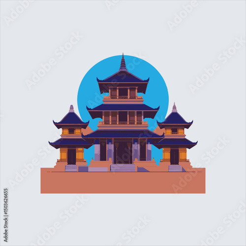 Traditional Asian Temple Vector Illustration,
Ancient Pagoda Architecture Design ,Flat Style Oriental Temple Building,
Historic Multilevel Pagoda Vector Art,
Asian Cultural Heritage Temple Design,
