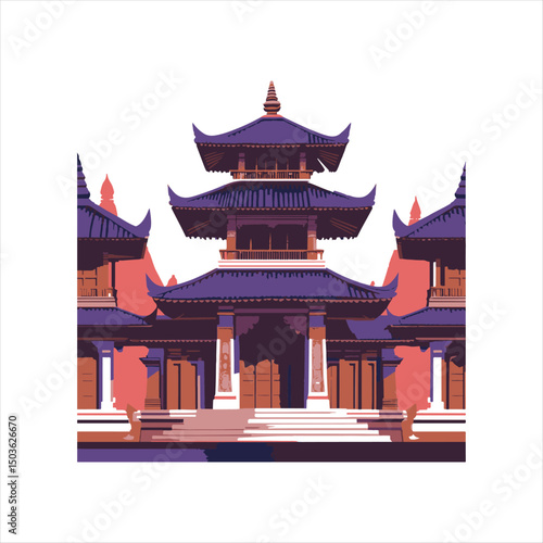 Traditional Asian Temple Vector Illustration,
Ancient Pagoda Architecture Design ,Flat Style Oriental Temple Building,
Historic Multilevel Pagoda Vector Art,
Asian Cultural Heritage Temple Design,