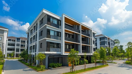 Modern Residential Complex Exterior on a Sunny Day - Architecture and Urban Living