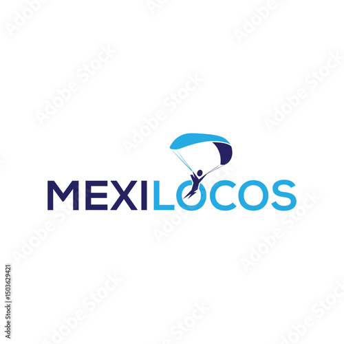 Bold skydiving logo featuring a dynamic skydiver silhouette and open sky elements, perfect for adventure sports brands, skydiving schools, and extreme sports businesses.
