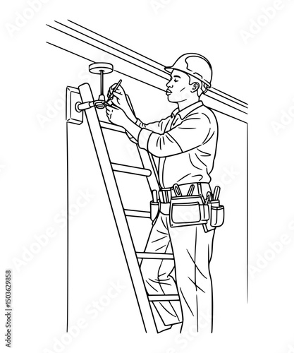 Electrician on a ladder