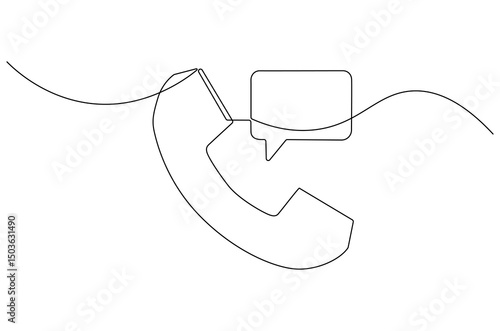 Continuous one line drawing of Phone with speech bubble. Single line drawing illustration of Phone icon communication. Customer service and communication concept vector art. Doodle line illustration.