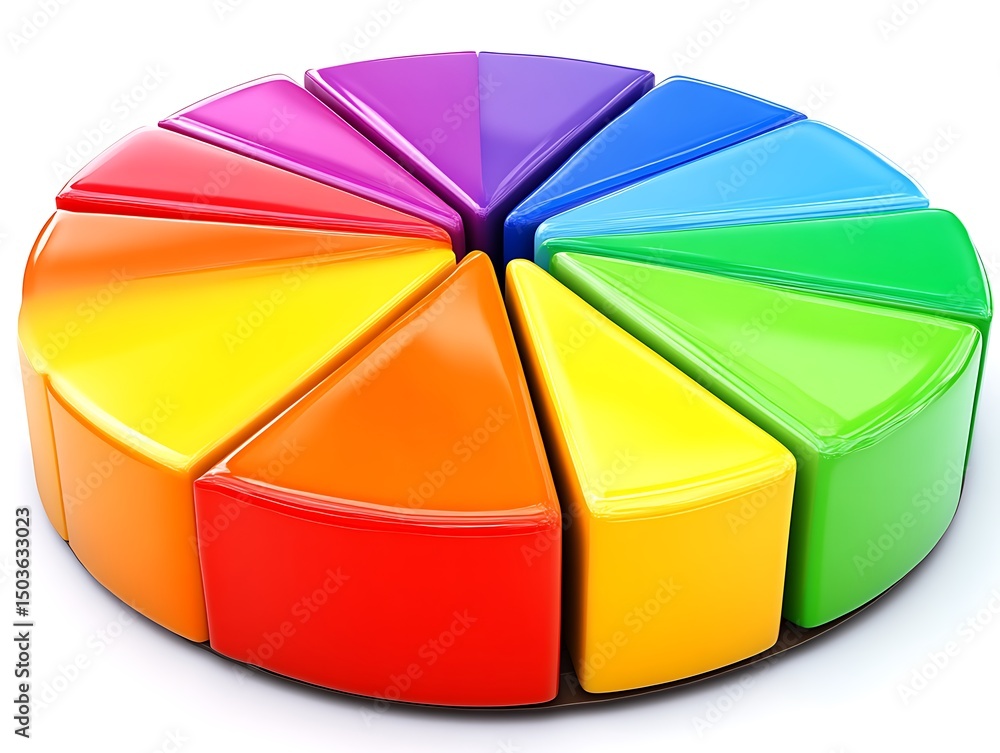 Obraz premium A Brightly Colored Pie Chart Showing Several Different Sections