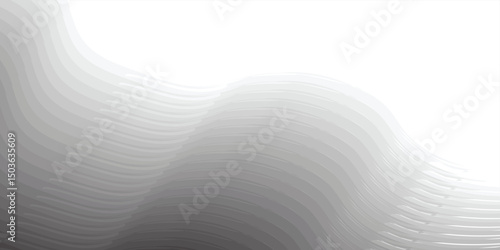 Gray wave grunge texture, brush stroke isolated on white background.