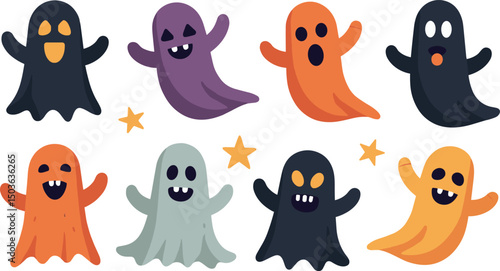 Ghost Vector Set – Halloween Clipart Bundle for Spooky Designs and Crafts
