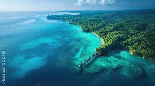 Wallpaper Mural Coastal landscape showcasing turquoise waters and lush vegetation. Torontodigital.ca