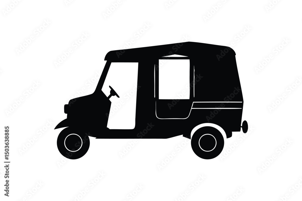 Auto Rickshaw silhouette on white background Auto Rickshaw silhouette on white background