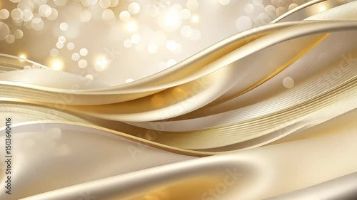 Golden Silk Waves and Soft Lights Background Loop