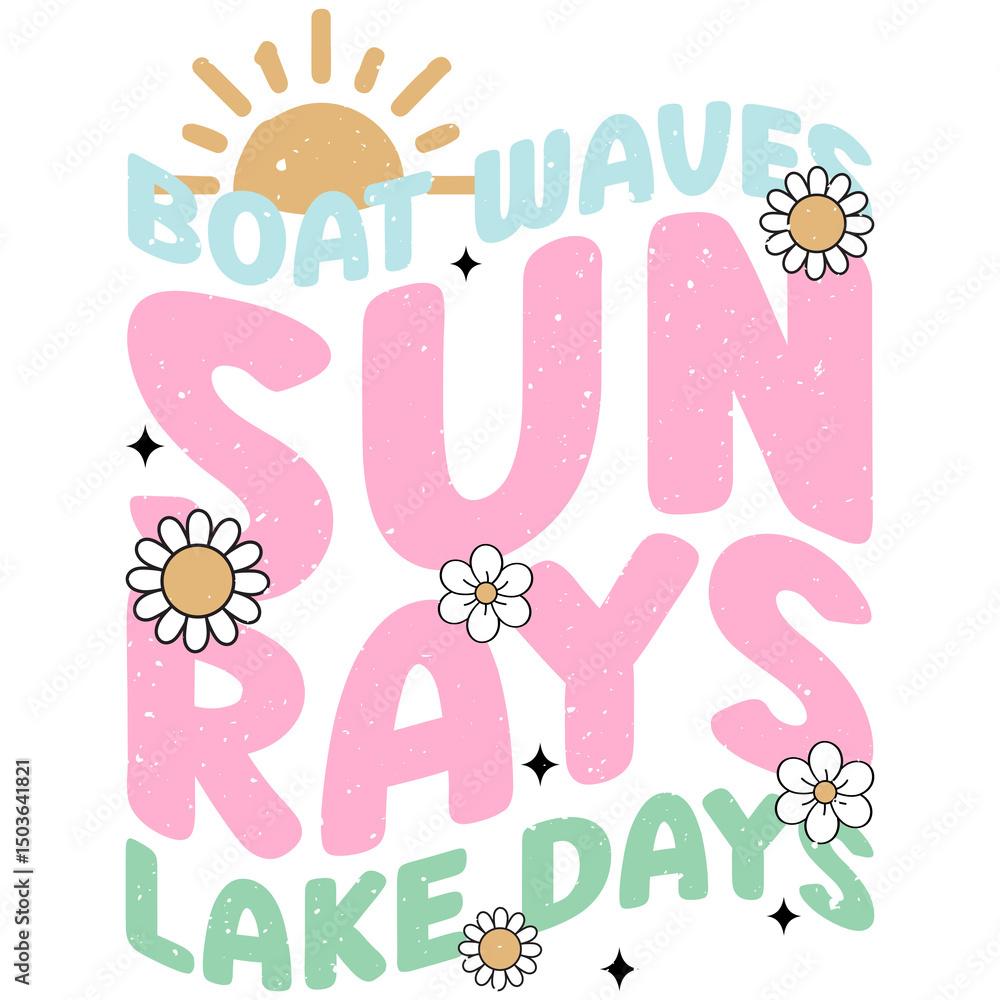 Fototapeta Boat Waves Sun Rays Lake Days PNG Summer Vacation Nature Sublimation Design

