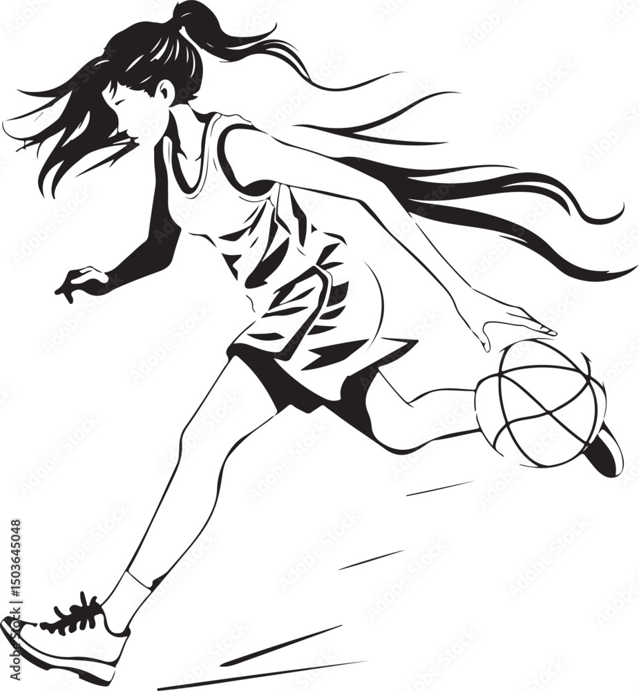 Obraz premium Black and White Athletic Action Figures – Clipart Set