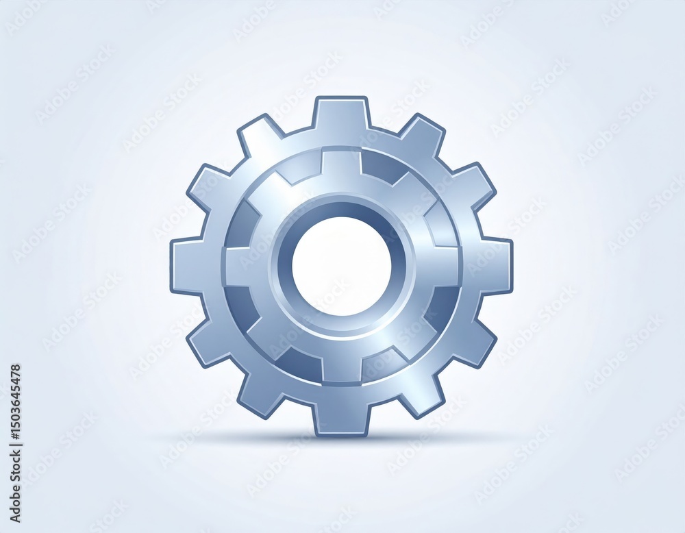 Silver Gear Icon On Light Background Silver Gear Icon On Light Background
