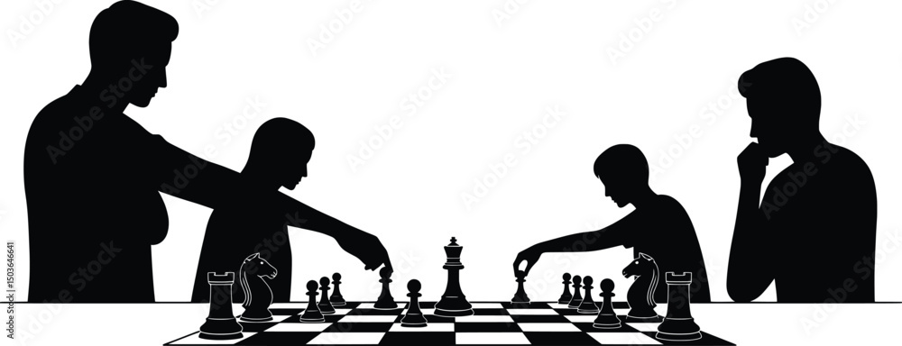 Fototapeta premium Strategic Chess Game Vector Illustration of Players