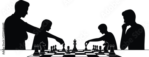 Strategic Chess Game Vector Illustration of Players
