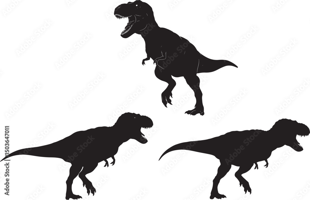 Fototapeta premium Dinosaur in walking pose silhouette vector illustration