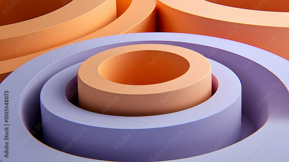 Obraz premium 3D Abstract Orange and Purple Circular Tubes