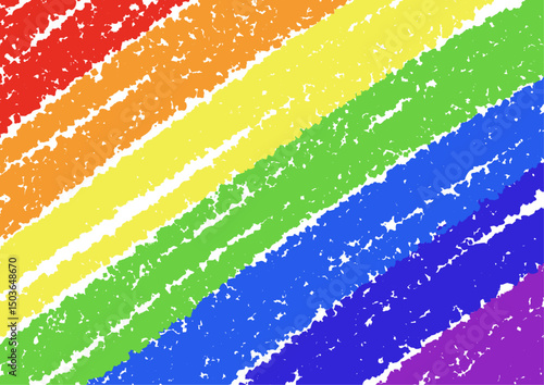 クレヨンで塗ったような虹色の手書き風イラスト背景素材
