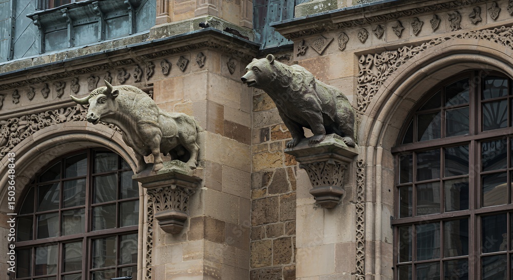 Obraz premium Frankfurt Stock Exchange Bull and Bear Statues