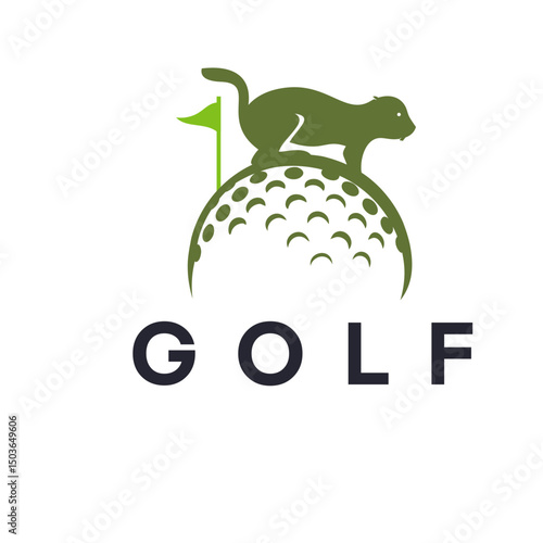Creative Silhouette Golf Sport with Squirrel Animal on Golf Ball Illustration
