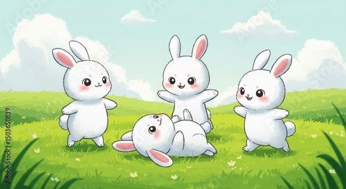 illustration of playing rabbit