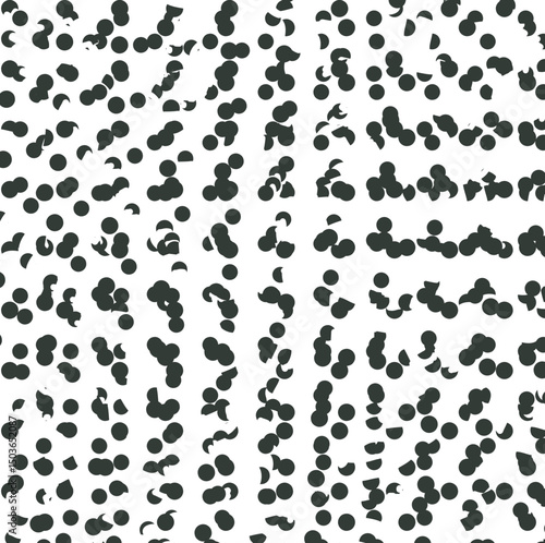 Texture in the form of tightly spaced clusters of dots and cut pieces.