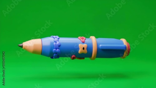 Colorful pencil against green background