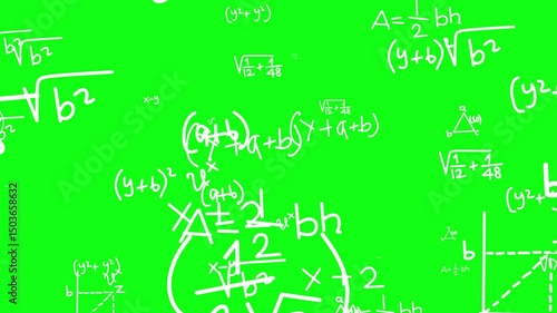 4K Math Background Greenscreen effect Chromakey
