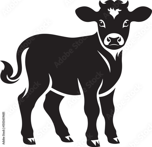 baby cow silhouette vector icon, baby cow logo vector