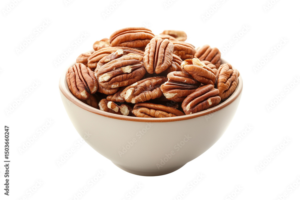 Fototapeta premium Bowl of pecan nuts isolated on transparent background