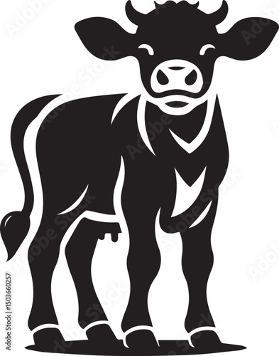 baby cow silhouette vector icon, baby cow logo vector