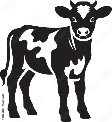 baby cow silhouette vector icon, baby cow logo vector