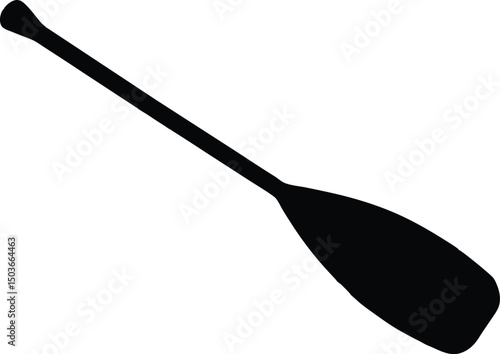Canoe paddle silhouette vector, Oar black silhouette vector illustration