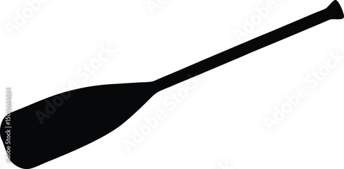 Canoe paddle silhouette vector, Oar black silhouette vector illustration